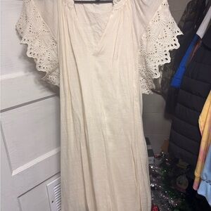 Cream Dress with Lace Sleeves